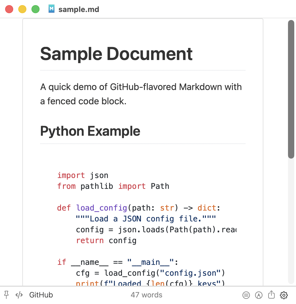 Preview Light Mode, github code syntax theme