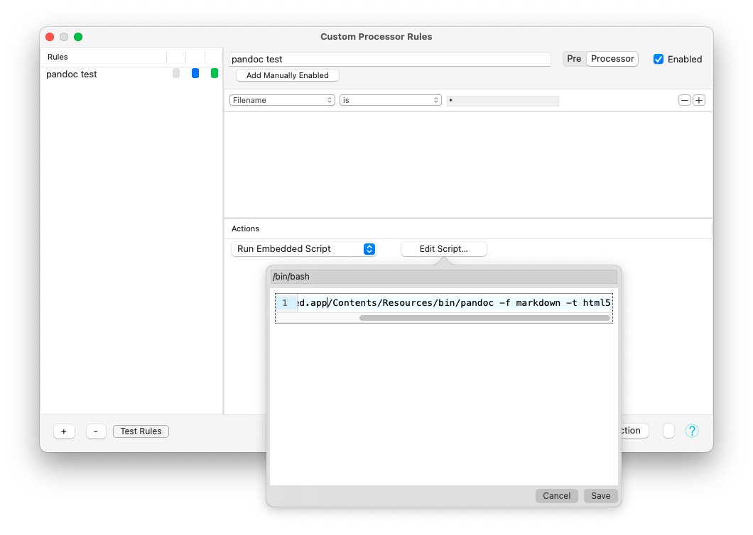 Custom Processor Rules window